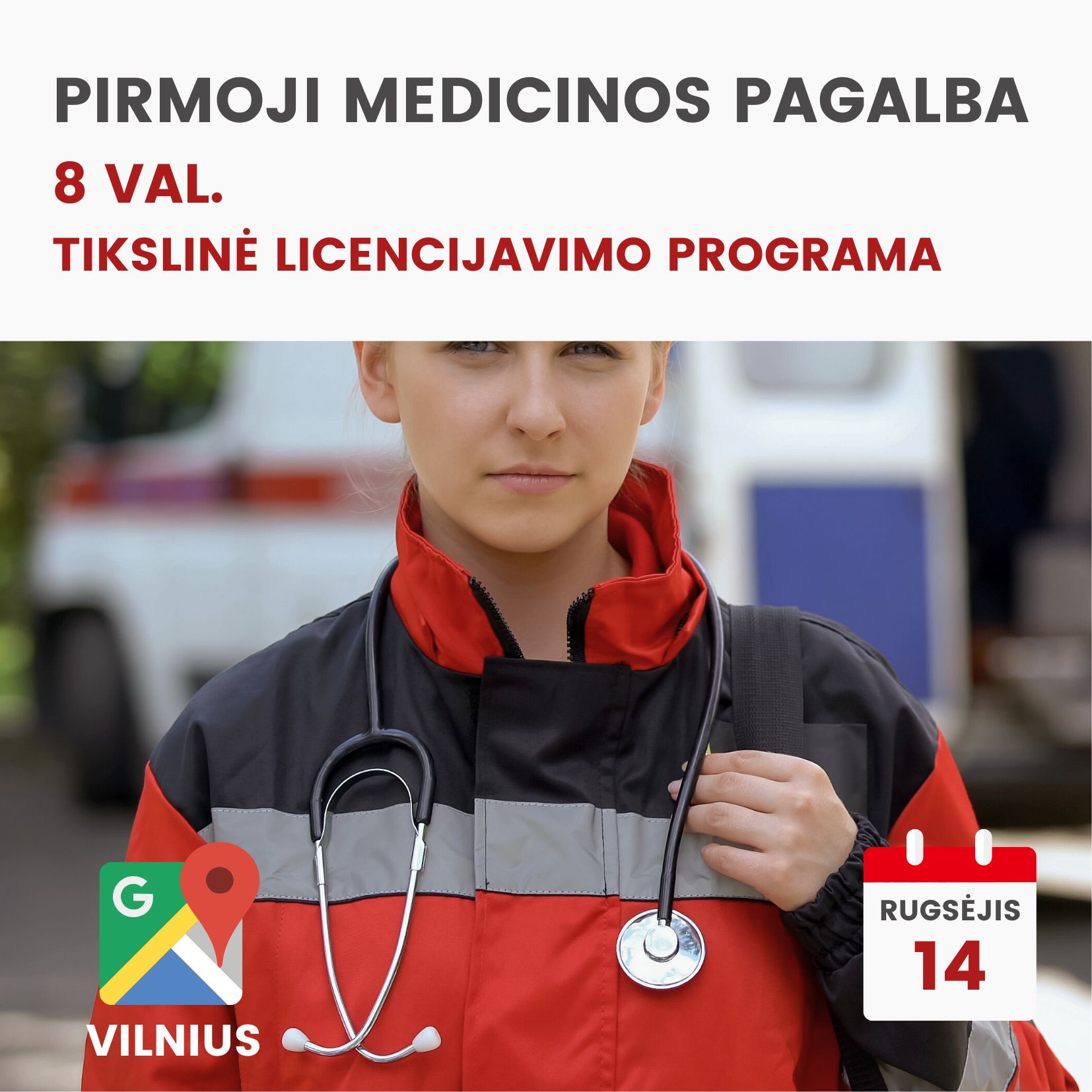 PIRMOJI MEDICINOS PAGALBA 2026 rugsėjis VILNIUS