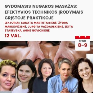 Nuotoliniai mokymai GYDOMASIS NUGAROS MASAŽAS: EFEKTYVIOS TECHNIKOS ĮRODYMAIS GRĮSTOJE PRAKTIKOJE 2026.10.8-9
