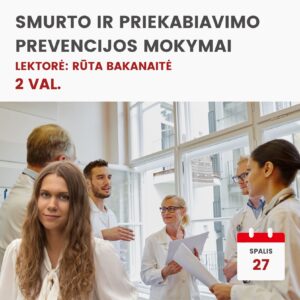Nuotoliniai mokymai SMURTO IR PRIEKABIAVIMO PREVENCIJOS MOKYMAI 2026.10.27